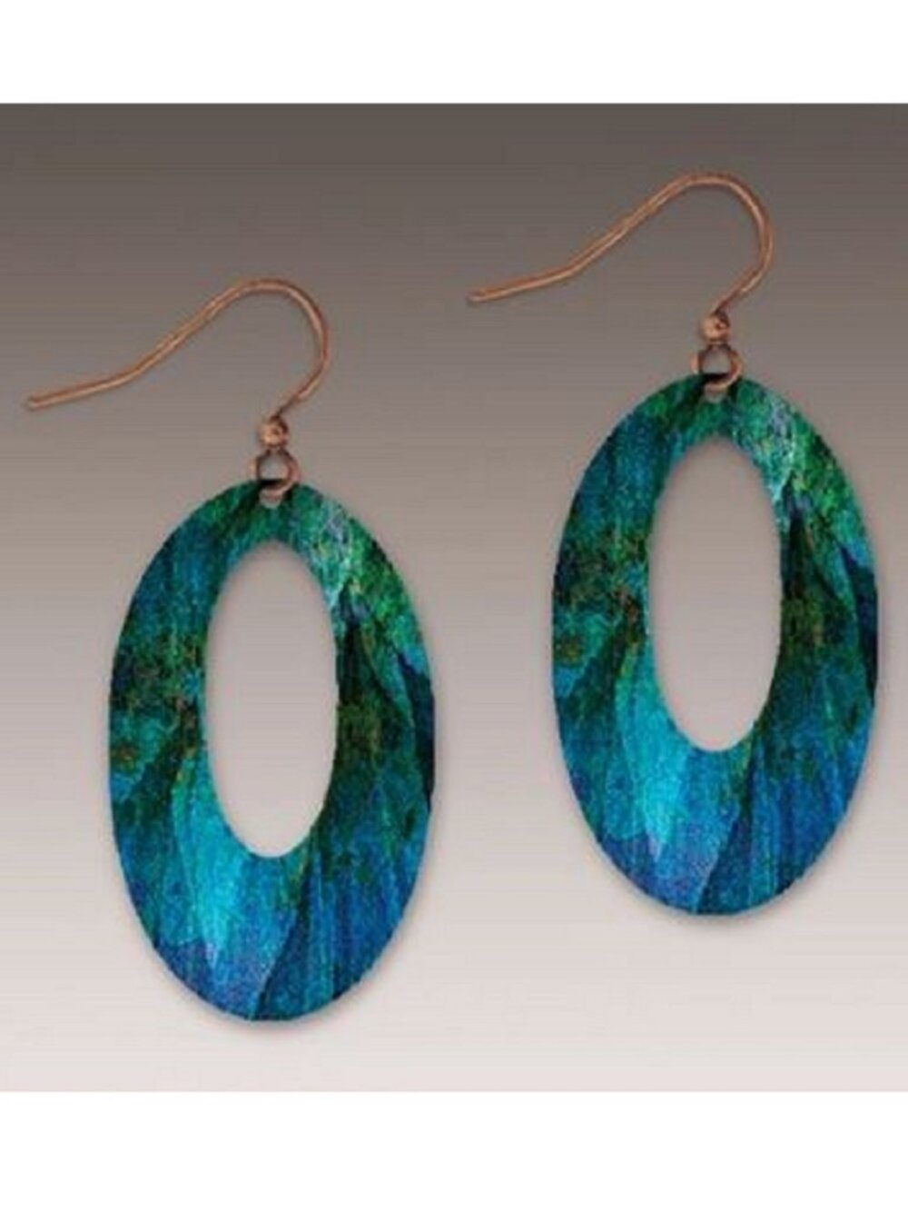 Blue Multicolored Oval Hypo-allergenic Earrings by Illustrated Light ME10OE
